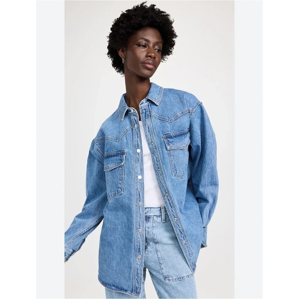SLVRLAKE Shacket Western Overshirt Button Down in Denim